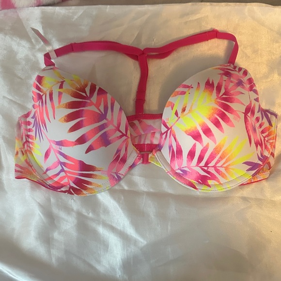 PINK Victoria's Secret Other - PINK Victoria's Secret Tropical Leaf Push-Up Bra - Hot Pink/Yellow/White 36C